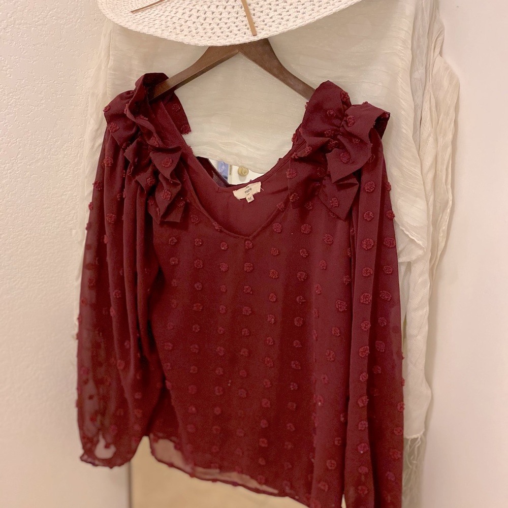 Red Ruffle Blouse - Picture 2 of 5